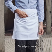 [White Color]Waist Apron with Pockets 45cm