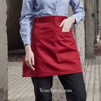 [Red Color]Waist Apron with Pockets 45cm